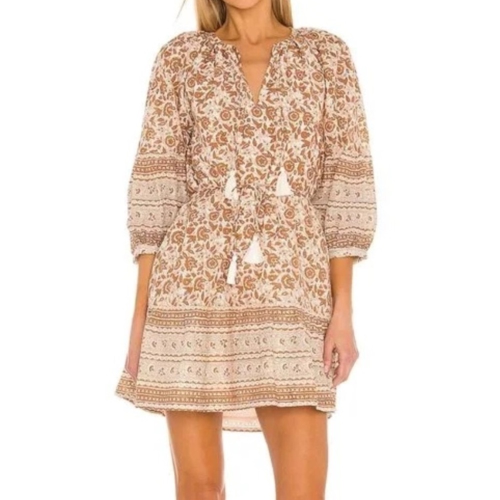 Cleobella Rosy Mini Dress Tamil Block Print Revolve Boho Romantic Cottagecore - Picture 8 of 12